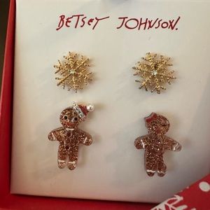 NEW IN BOX! Gingerbread Betsy Johnson Earrings